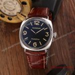 Replica Panerai Radiomir Watch 44mm SS Black Dial Brown leather band 44mm